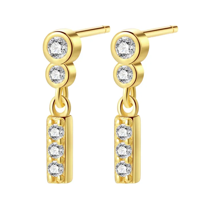 Hey Happiness Two Orbs Drop Stud Earrings Sterling Silver Earrings