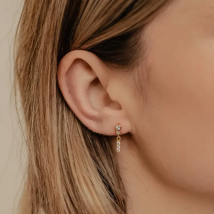 Hey Happiness Two Orbs Drop Stud Earrings Sterling Silver Earrings Hey Happiness Two Orbs Drop Stud Earrings Sterling Silver Earrings