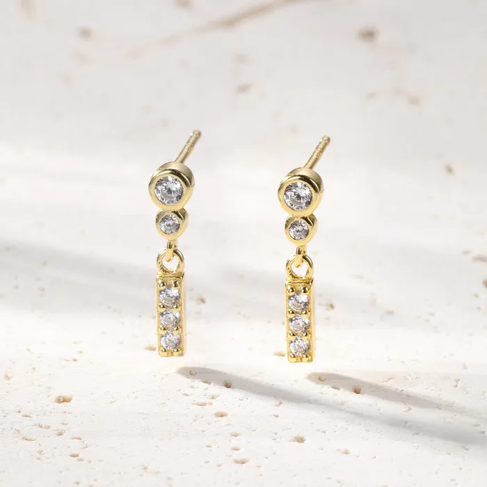 Hey Happiness Two Orbs Drop Stud Earrings Sterling Silver Earrings Hey Happiness Two Orbs Drop Stud Earrings Sterling Silver Earrings