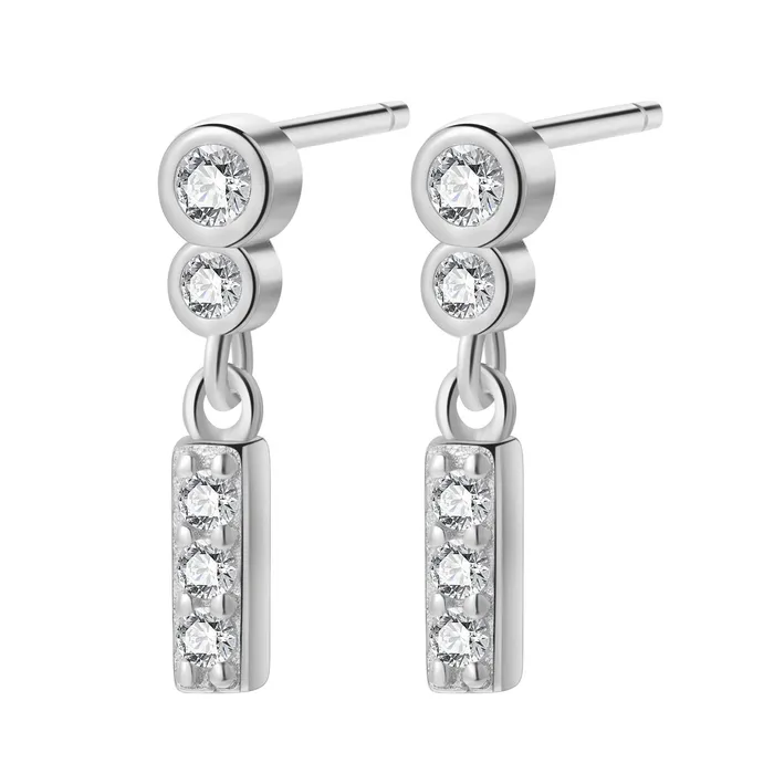 Hey Happiness Two Orbs Drop Stud Earrings Sterling Silver Earrings Hey Happiness Two Orbs Drop Stud Earrings Sterling Silver Earrings