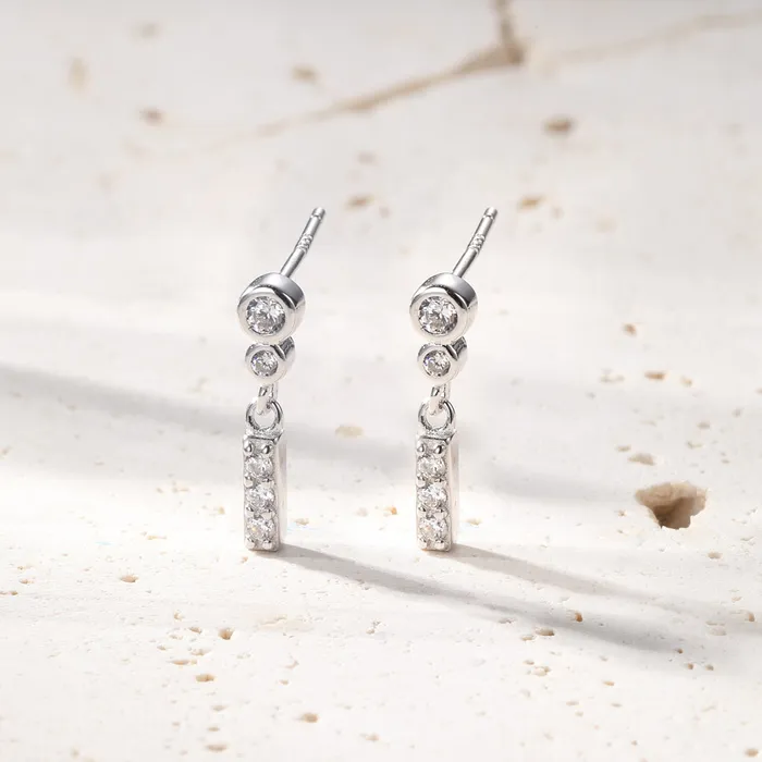 Hey Happiness Two Orbs Drop Stud Earrings Sterling Silver Earrings Hey Happiness Two Orbs Drop Stud Earrings Sterling Silver Earrings