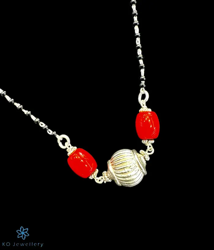 Jaipur Necklaces The Haina Silver Mangalsutra Necklace