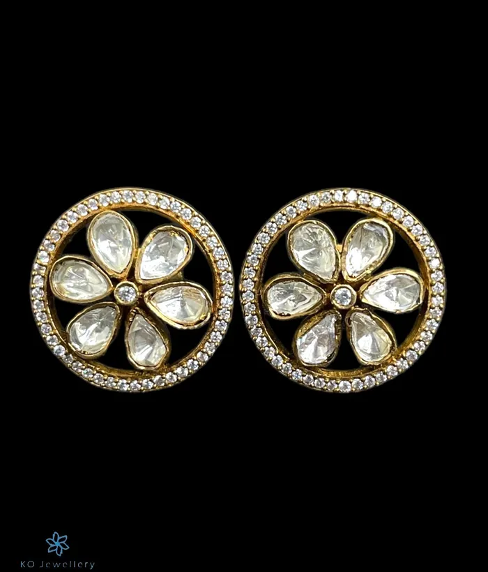 Kundan Earrings The Aynas Silver Kundan EarStud