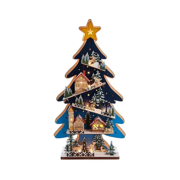Kurt Adler Necklaces Kurt Adler 236Inch BO Light Up Wooden Christmas Tree With Village Scene Kurt Adler Necklaces Kurt Adler 236Inch BO Light Up Wooden Christmas Tree With Village Scene