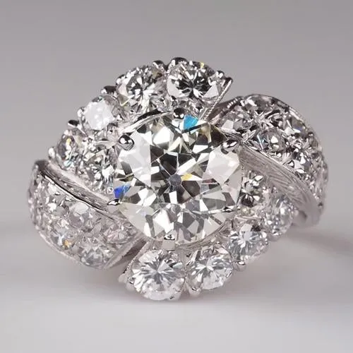 Ladies Vintage Style Round Genuine Natural Earth Mined Diamond Old Mine Cut Ring 4 Carats HarryChadEntcom Rings Ladies Vintage Style Round Genuine Natural Earth Mined Diamond Old Mine Cut Ring 4 Carats HarryChadEntcom Rings