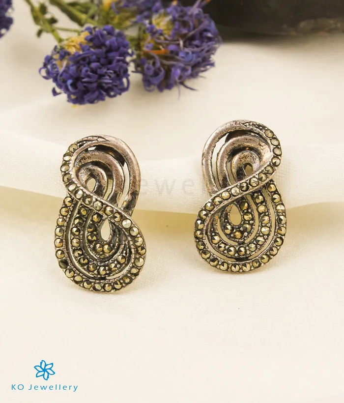 Marcasite Earrings The Nargis Silver Marcasite Earrings