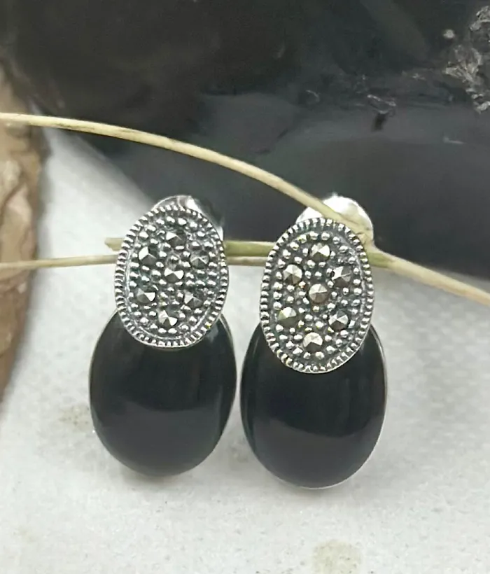 Marcasite The Silver Marcasite Earrings Black Earrings