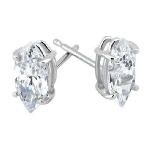 Marquise Cut 3 Carats Sparkling Natural Earth Mined Diamonds Studs Earring White Gold 14K GB Earrings Marquise Cut 3 Carats Sparkling Natural Earth Mined Diamonds Studs Earring White Gold 14K GB Earrings