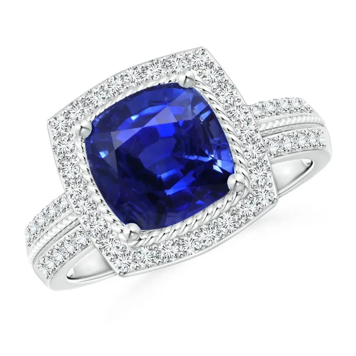 Natural Earth Mined Diamond And Sapphire Halo Engagement Ring 370 Carats White Gold 14K GB Rings Natural Earth Mined Diamond And Sapphire Halo Engagement Ring 370 Carats White Gold 14K GB Rings
