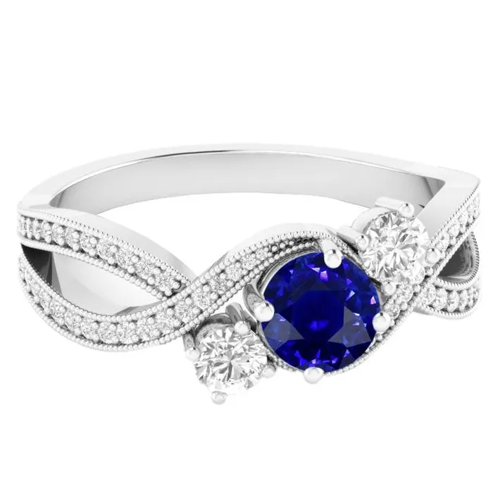 Natural Earth Mined Diamond Sapphire Gemstone Ring 350 Carats Twisted Shank Milgrain HarryChadEntcom Rings Natural Earth Mined Diamond Sapphire Gemstone Ring 350 Carats Twisted Shank Milgrain HarryChadEntcom Rings