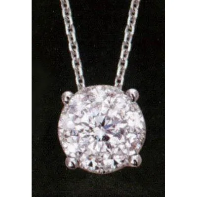 Necklaces 1 Carat Round Natural Earth Mined Diamond Pendant Necklace With Chain GB