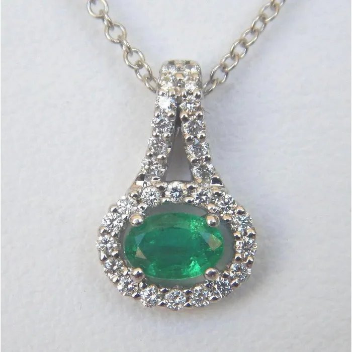 Necklaces GB Green Emerald With Natural Earth Mined Diamonds Gemstone Pendant Necklace 925 Ct White Gold 14K Necklaces GB Green Emerald With Natural Earth Mined Diamonds Gemstone Pendant Necklace 925 Ct White Gold 14K