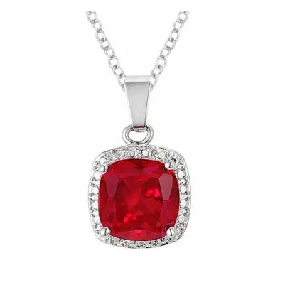 Necklaces GB Pendant Necklace With Chain White Gold Solitaire 13 Ct Red Ruby Necklaces GB Pendant Necklace With Chain White Gold Solitaire 13 Ct Red Ruby
