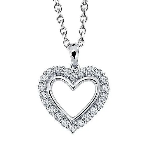 Necklaces GB Round Cut Natural Earth Mined Diamond Heart Style Pendant Solid White Gold 14K 220 Ct Necklaces GB Round Cut Natural Earth Mined Diamond Heart Style Pendant Solid White Gold 14K 220 Ct