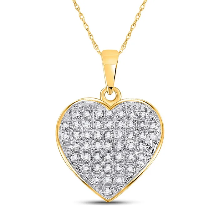 Necklaces GND GND 10kt Yellow Gold Womens Round Diamond Heart Pendant 16 Cttw Necklaces GND GND 10kt Yellow Gold Womens Round Diamond Heart Pendant 16 Cttw