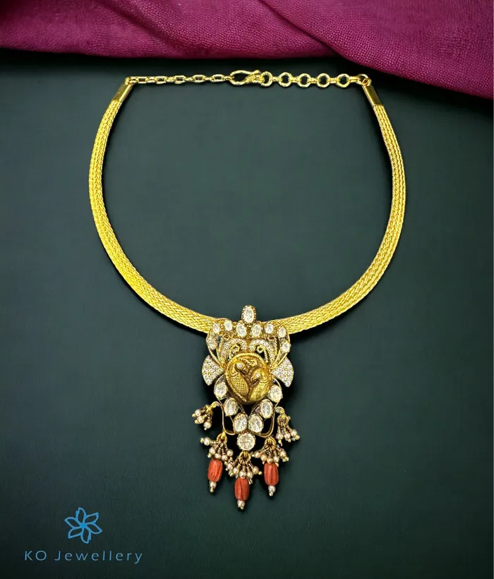 Necklaces Kundan The Pankaja Silver Choker Necklace