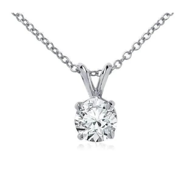 Necklaces Women Round Solitaire Natural Earth Mined Diamond Necklace Pendant 15 Carats White Gold GB Necklaces Women Round Solitaire Natural Earth Mined Diamond Necklace Pendant 15 Carats White Gold GB