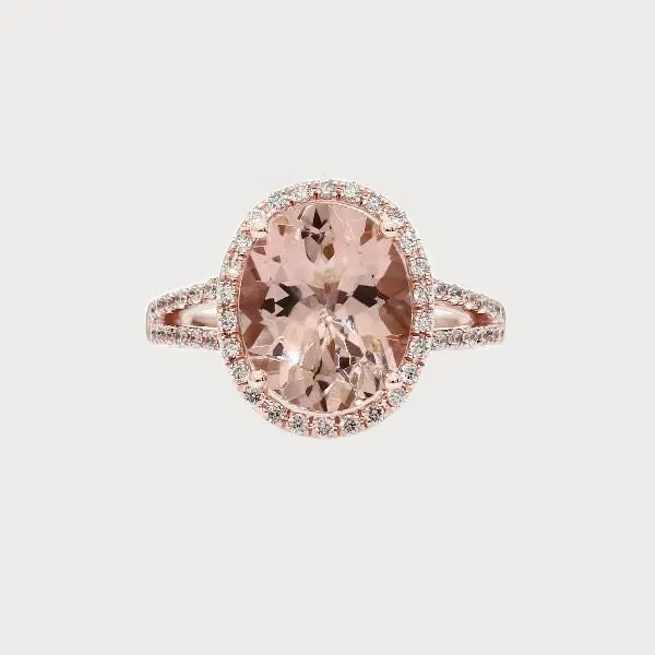 Oval Cut 3375 Ct Morganite With Natural Earth Mined Diamonds Wedding Ring GB Rings Oval Cut 3375 Ct Morganite With Natural Earth Mined Diamonds Wedding Ring GB Rings