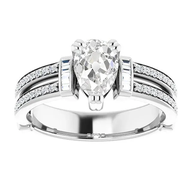 Pear Old Cut Natural Earth Mined Diamond Wedding Ring Split Shank Channel Set 5 Carats HarryChadEntcom Rings Pear Old Cut Natural Earth Mined Diamond Wedding Ring Split Shank Channel Set 5 Carats HarryChadEntcom Rings