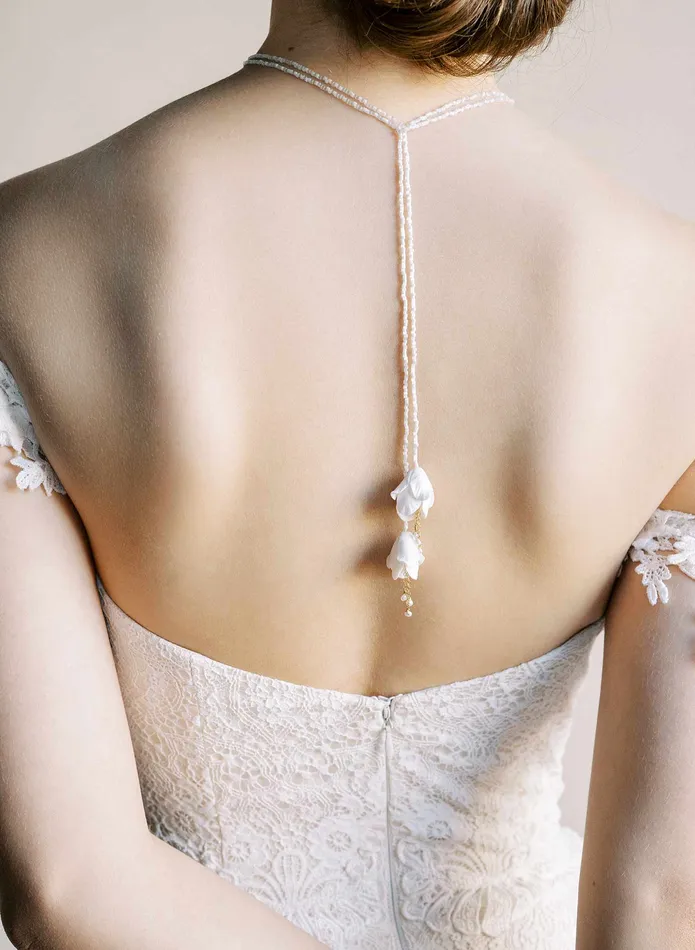 Pearl and blossom wrap necklace Style 2576 twigs honey Necklaces
