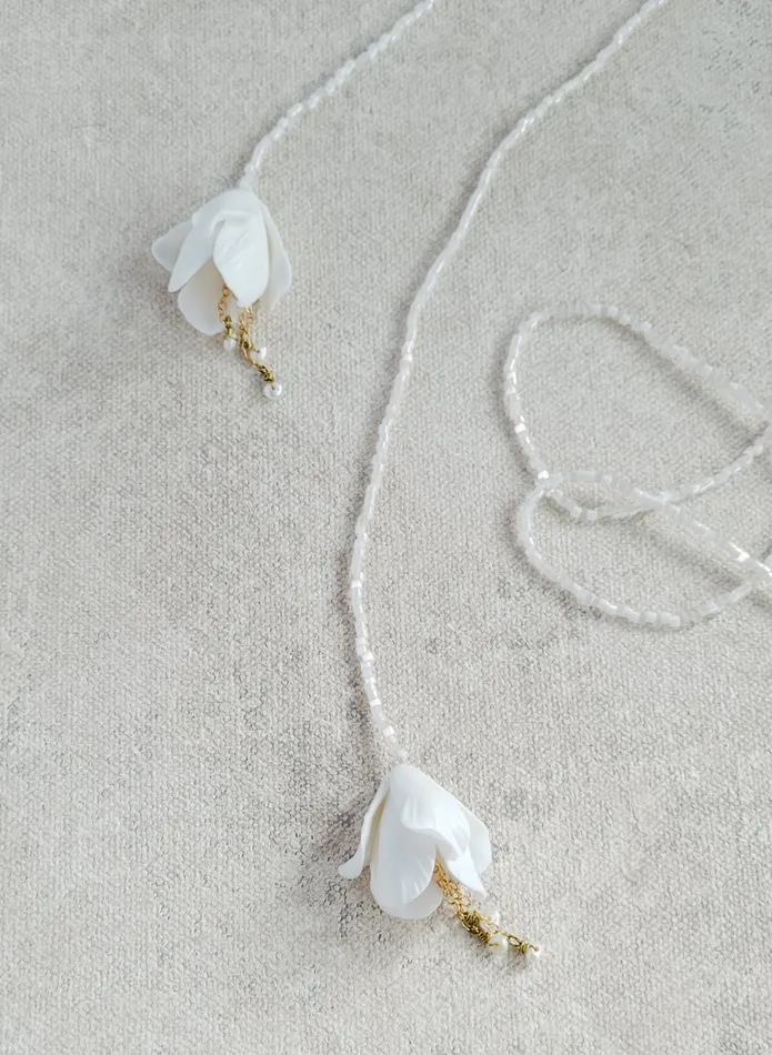 Pearl and blossom wrap necklace Style 2576 twigs honey Necklaces