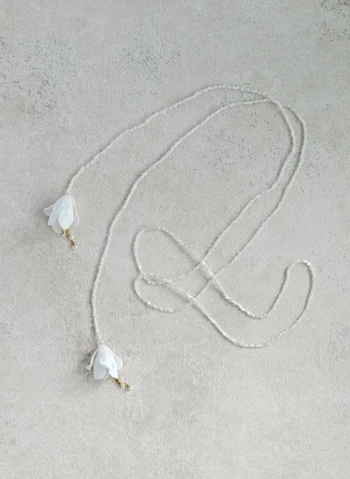 Pearl and blossom wrap necklace Style 2576 twigs honey Necklaces