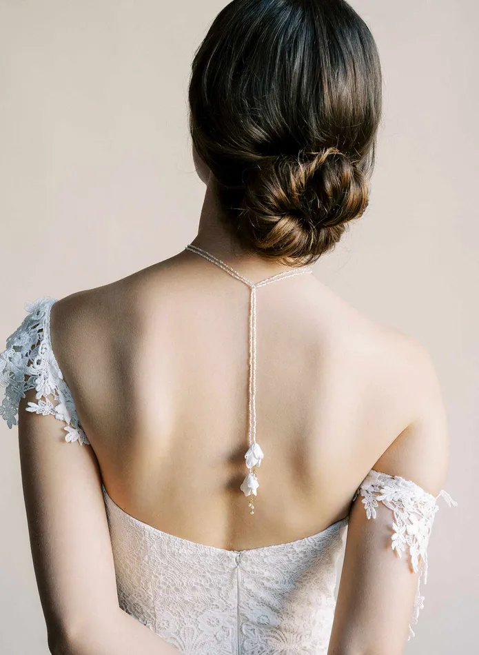 Pearl and blossom wrap necklace Style 2576 twigs honey Necklaces