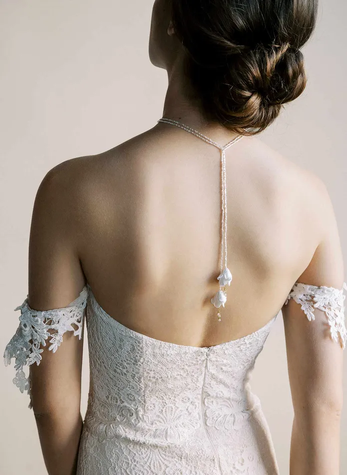 Pearl and blossom wrap necklace Style 2576 twigs honey Necklaces