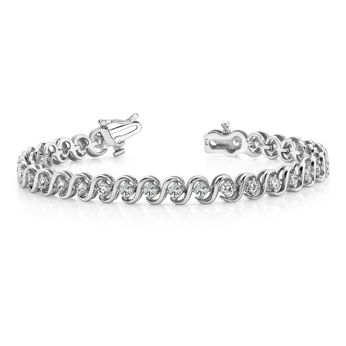Prong Set Round Natural Earth Mined Diamond Tennis S Style Bracelet White Gold 6 Ct GB Bracelets Prong Set Round Natural Earth Mined Diamond Tennis S Style Bracelet White Gold 6 Ct GB Bracelets