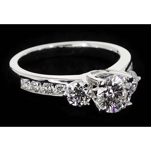 Rings 275 Carats Three Stone Ring Channel Set Round Genuine Natural Earth Mined Diamond Jewelry GB Rings 275 Carats Three Stone Ring Channel Set Round Genuine Natural Earth Mined Diamond Jewelry GB