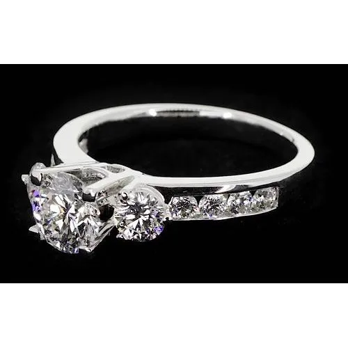 Rings 275 Carats Three Stone Ring Channel Set Round Genuine Natural Earth Mined Diamond Jewelry GB Rings 275 Carats Three Stone Ring Channel Set Round Genuine Natural Earth Mined Diamond Jewelry GB