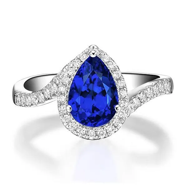 Rings 370 Ct Pear And Round Cut Ceylon Sapphire Natural Earth Mined Diamond Engagement Ring GB Rings 370 Ct Pear And Round Cut Ceylon Sapphire Natural Earth Mined Diamond Engagement Ring GB