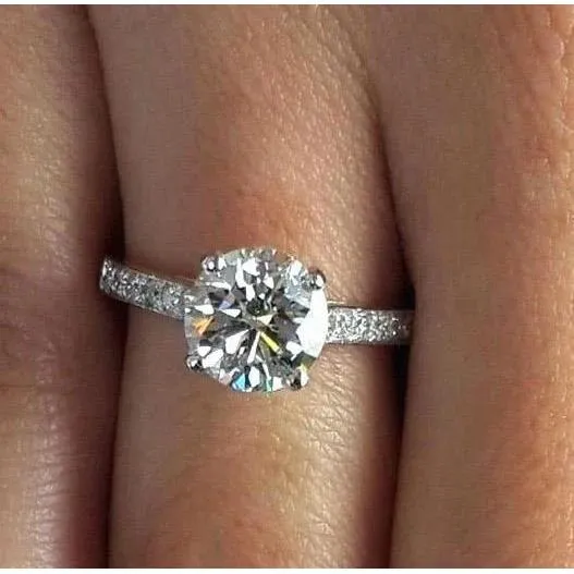 Rings GB 145 Ct Round Cut Real Natural Earth Mined Diamond Engagement Ring 14K White Gold Rings GB 145 Ct Round Cut Real Natural Earth Mined Diamond Engagement Ring 14K White Gold