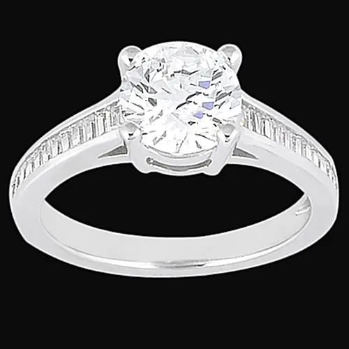 Rings GB 231 Carat Round Wedding Ring With Baguette Natural Earth Mined Diamonds White Gold Rings GB 231 Carat Round Wedding Ring With Baguette Natural Earth Mined Diamonds White Gold