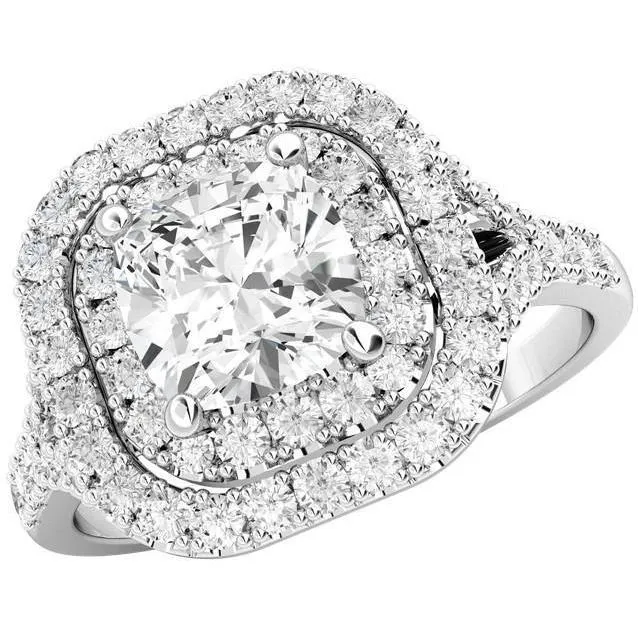Rings GB 270 Carats Halo Natural Earth Mined Diamond Fine Ring Split Shank White Gold 14K Rings GB 270 Carats Halo Natural Earth Mined Diamond Fine Ring Split Shank White Gold 14K