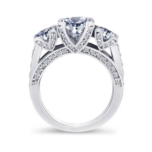 Rings GB 311 Ct Genuine Natural Earth Mined Diamonds Three Stone Wedding Ring Antique Style White Gold
