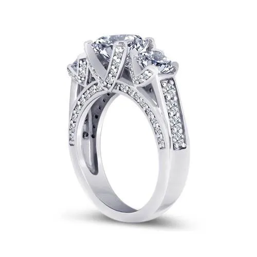 Rings GB 311 Ct Genuine Natural Earth Mined Diamonds Three Stone Wedding Ring Antique Style White Gold