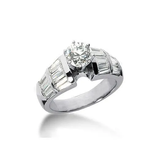Rings GB 3 Carat Natural Earth Mined Diamond Solitaire With Accents Ring White Gold Rings GB 3 Carat Natural Earth Mined Diamond Solitaire With Accents Ring White Gold