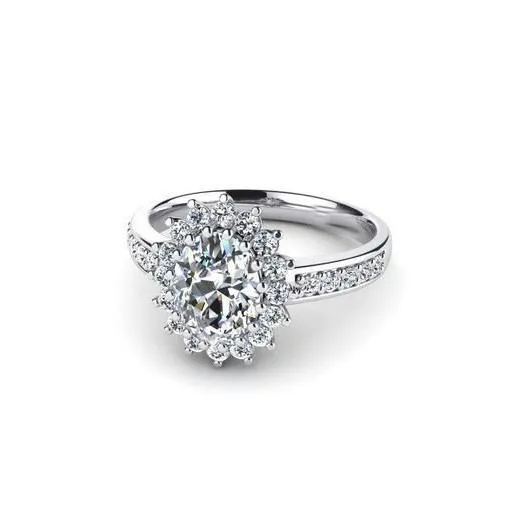 Rings GB 4 Carats Oval And Round Cut Natural Earth Mined Diamonds Ring Halo White Gold 14k Rings GB 4 Carats Oval And Round Cut Natural Earth Mined Diamonds Ring Halo White Gold 14k