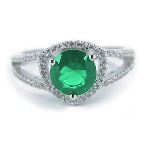 Rings GB 6 Carats Round Shape Green Emerald With Natural Earth Mined Diamond Ring Gold Rings GB 6 Carats Round Shape Green Emerald With Natural Earth Mined Diamond Ring Gold
