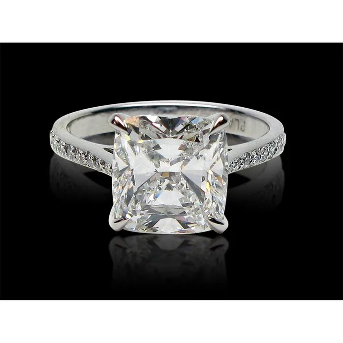 Rings GB 9 Carats Solitaire Cushion Lab Grown Big Diamond Wedding Ring With Accents Rings GB 9 Carats Solitaire Cushion Lab Grown Big Diamond Wedding Ring With Accents