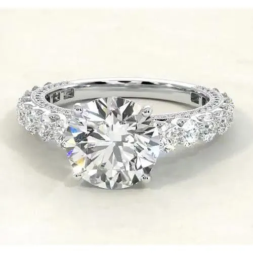Rings GB Engagement Round Real Natural Earth Mined Diamond Ring 380 Carats Jewelry White Gold 14K Rings GB Engagement Round Real Natural Earth Mined Diamond Ring 380 Carats Jewelry White Gold 14K