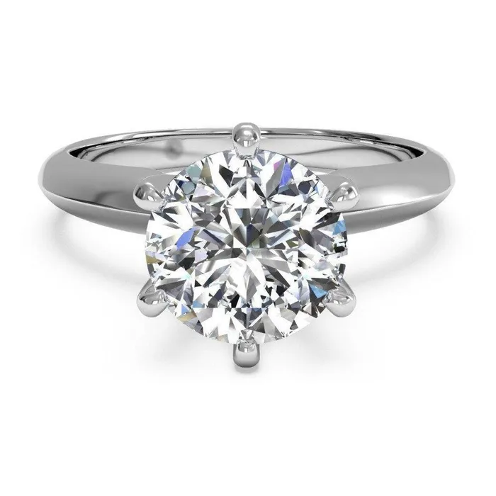 Rings GB Ladies Solitaire Round Natural Earth Mined Diamond Wedding Ring White Gold 14K Rings GB Ladies Solitaire Round Natural Earth Mined Diamond Wedding Ring White Gold 14K