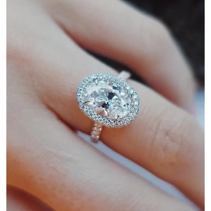 Rings GB Oval And Round 250 Carats Natural Earth Mined Diamond Engagement Halo Ring White Gold Rings GB Oval And Round 250 Carats Natural Earth Mined Diamond Engagement Halo Ring White Gold