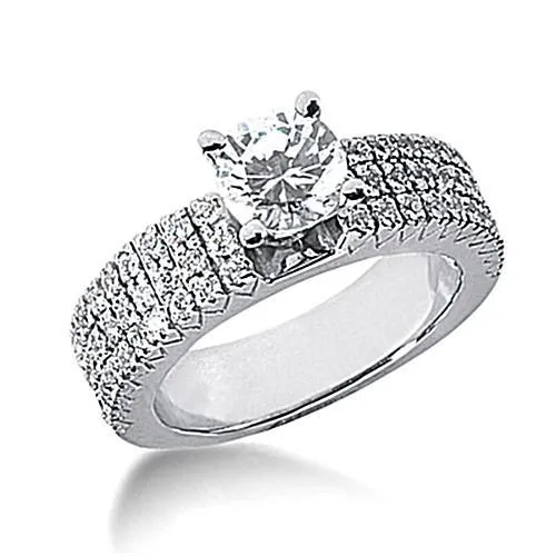 Rings GB Triple Row Accented Natural Earth Mined Diamond Engagement Ring 200 Carat White Gold 14K Rings GB Triple Row Accented Natural Earth Mined Diamond Engagement Ring 200 Carat White Gold 14K
