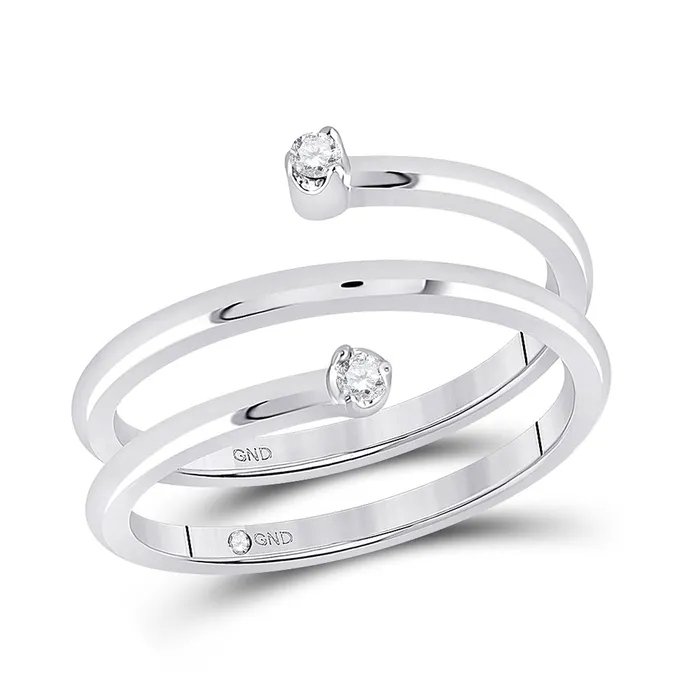 Rings GND GND Sterling Silver Womens Round Diamond Spiral Ring 112 Cttw Size 7 Rings GND GND Sterling Silver Womens Round Diamond Spiral Ring 112 Cttw Size 7