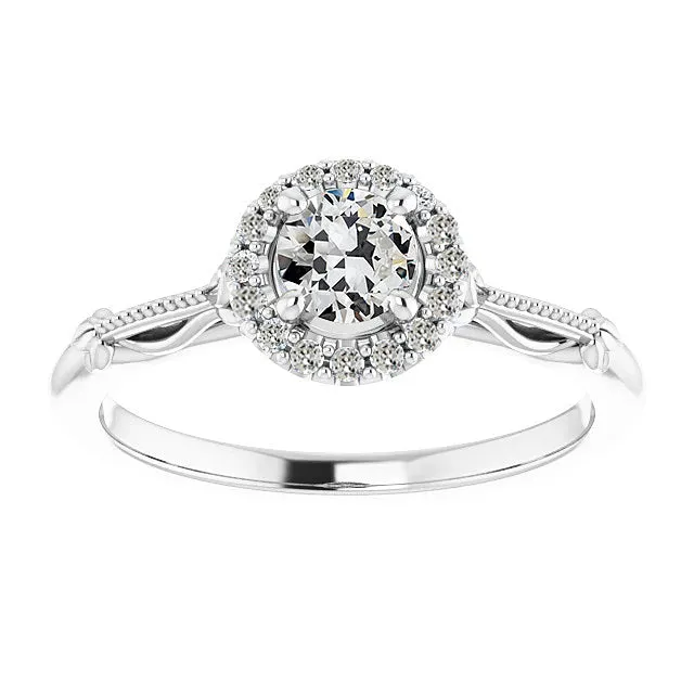 Rings Halo Ring Round Old Mine Cut Natural Earth Mined Diamond Vintage Style 250 Carats HarryChadEntcom