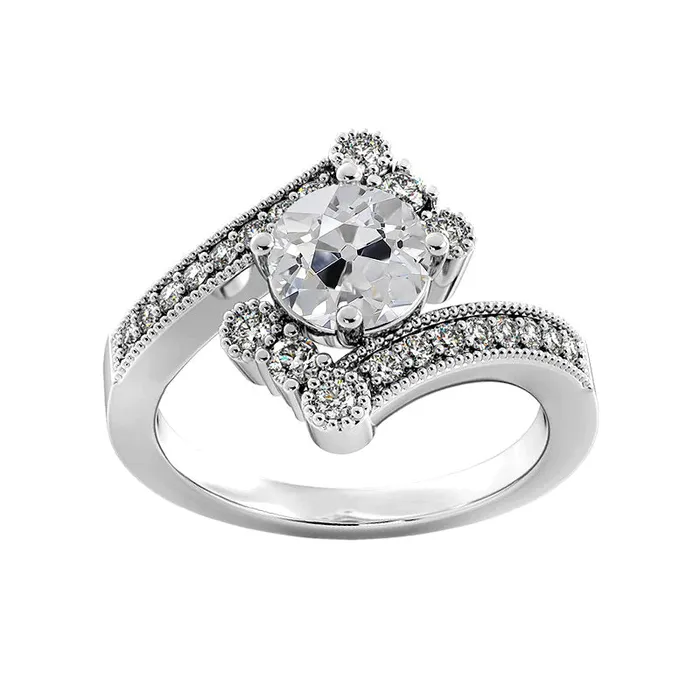 Rings HarryChadEntcom 14K White Gold Round Old Miner Real Natural Earth Mined Diamond Ring Milgrain 325 Carats