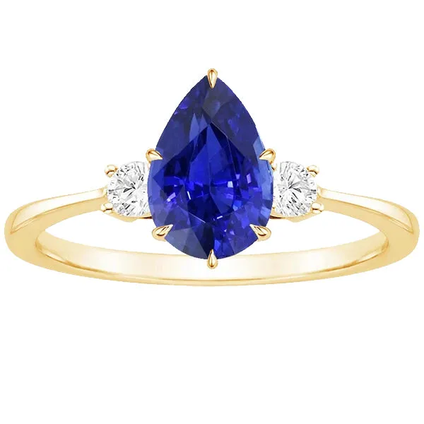 Rings HarryChadEntcom 3 Stone Anniversary Ring Pear Blue Sapphire Natural Earth Mined Diamonds 425 Carats Rings HarryChadEntcom 3 Stone Anniversary Ring Pear Blue Sapphire Natural Earth Mined Diamonds 425 Carats