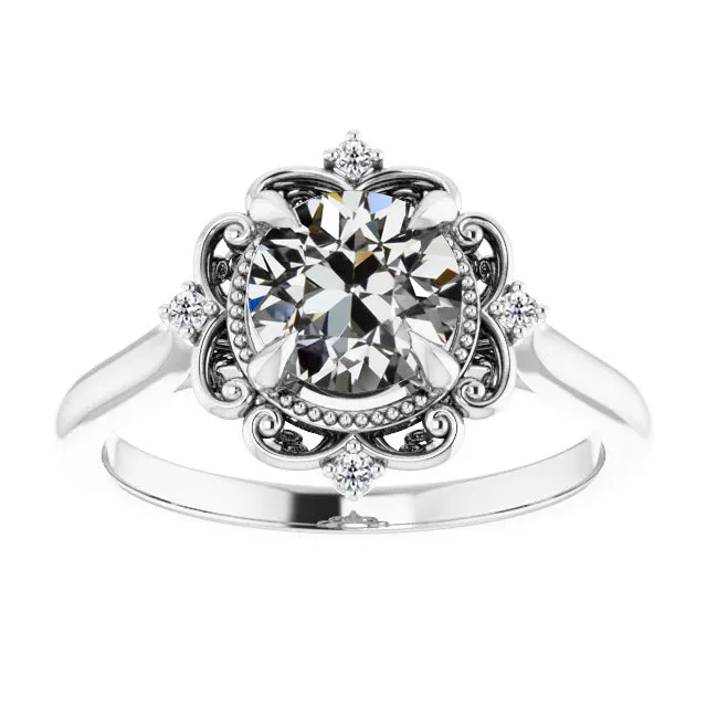 Rings HarryChadEntcom Antique Style Wedding Ring Round Old Cut Natural Earth Mined Diamond 3 Carats Flower Style Rings HarryChadEntcom Antique Style Wedding Ring Round Old Cut Natural Earth Mined Diamond 3 Carats Flower Style